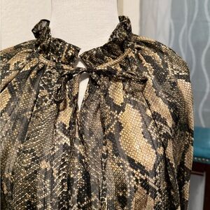 H&M Black and Tan Snake Print Blouse